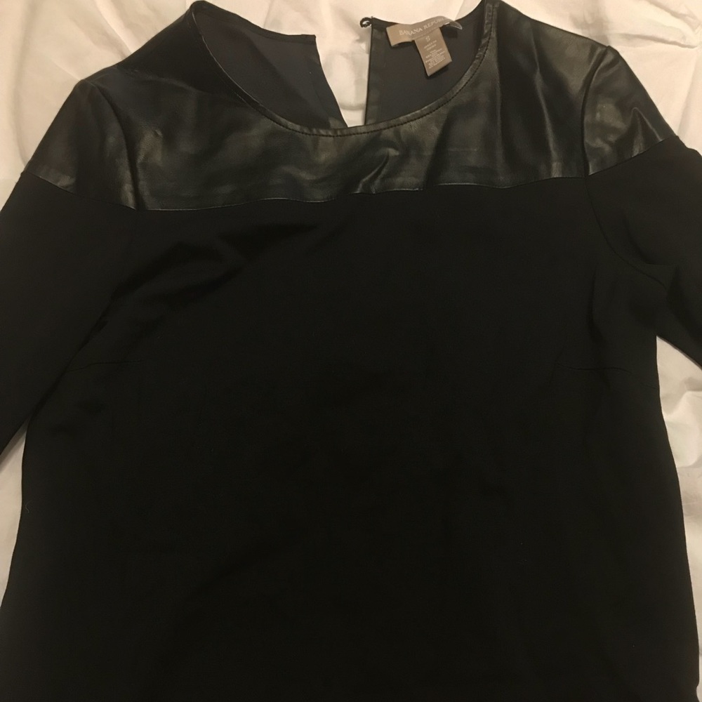 Blouse with leather detailing